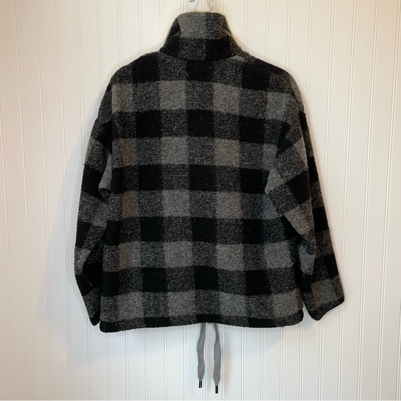 Isabel Marant Gilas Black Grey Plaid Zip Pullover 34 Wool Coat Buffalo Check - Picture 8 of 8